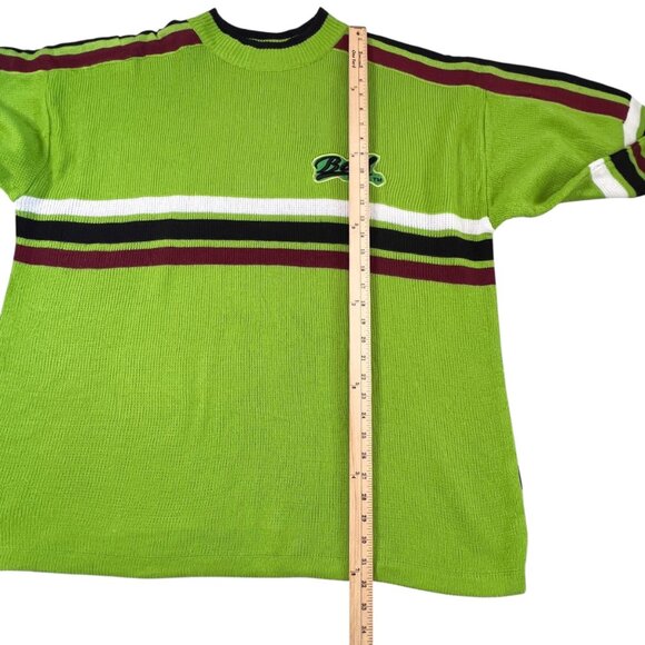 Vintage Boff Knit Sweater Mens XXL Green Streetwear Retro Hip Hop Stripe - Picture 10 of 10